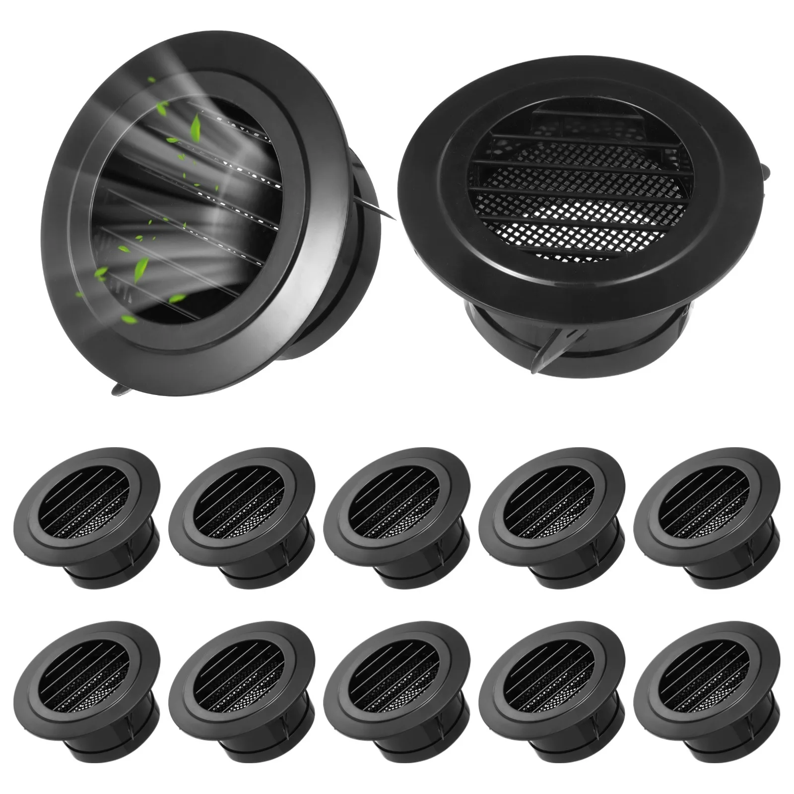 

12Pcs Round Vent Covers 4" Plastic Soffit Vents Air Vent Louver Grille Covers Bathroom Exhaust Vent Covers Eve Dryer Vent Covers