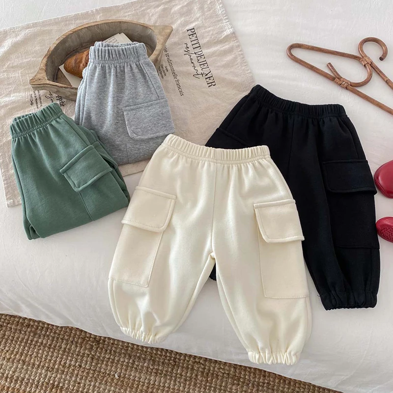 Loose Kids Baby Girls Boys Solid Color Children's Clothing Pants Spring Autumn Kids Baby Boys Girls Motion Pants