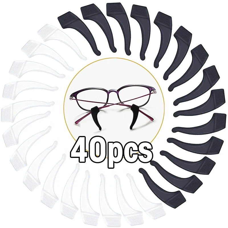 Transparente Silicone Anti-Slip Eyeglass Ear Hooks, Rodada Titular Retentor, Elastic Óculos Ear Hook, EyeGlasses Acessórios, 2-40Pcs