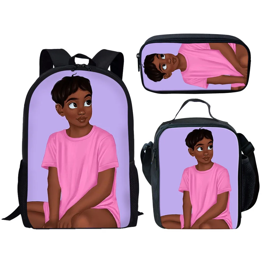 

Fashion Popular Funny Pretty African Girls 3D Print 3pcs/Set pupil School Bags Laptop Daypack Backpack Lunch bag Pencil Case