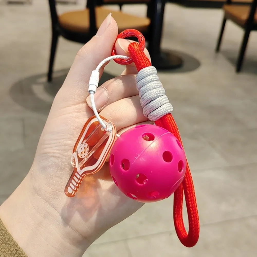 Creative Acrylic Pickleball Paddle Keychain Detachable with Lanyard Pickleball Key Ring Fitness Series Pendant Bag Accessories