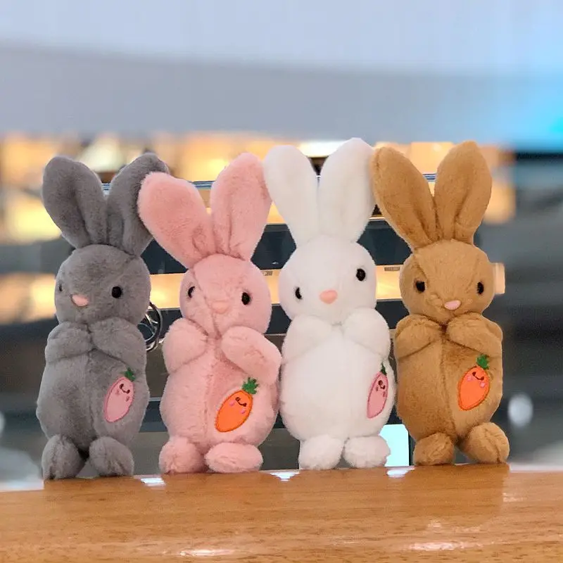 

1PC 20CM 4 Colors Super Cute Plush Carrot Rabbit Keychain Cute Cartoon Schoolbag Pendant Bunny Stuffed Animal Plush Toy