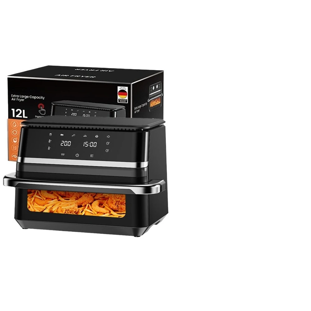 Air fryer with touch control panel and intelligent reservation function, adjustable temperature and time, multi-functional