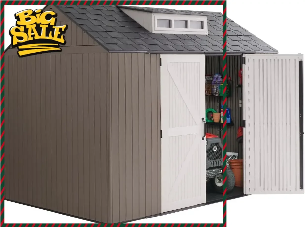 

Горячая распродажа: Уличный сарай для хранения из полимерной смолы, особо большой, с полом (7 x 10,5 футов), устойчивый к погодным условиям, коричневый, для дома/хранения садового инвентаря