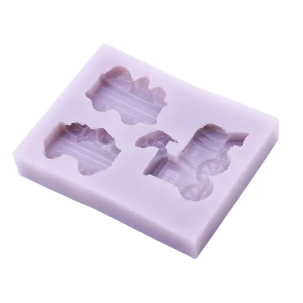 Cartoon Toy Train Shape Silicone Fondant Mould Chocolate Sugarcraft Cake Decor Mold Soap Clay Resin Trains DIY Kids Favor