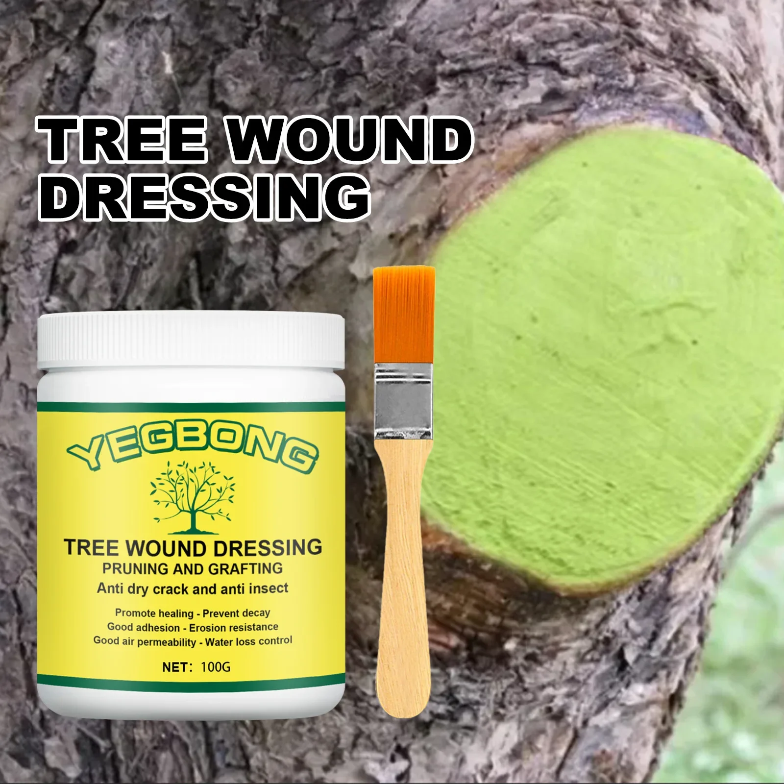 Pruning Sealer For Tree Garden Tree Grafting Paste Tree Wound Dressing Pruning Sealer With Brush Bonsai Wound Healing Agent