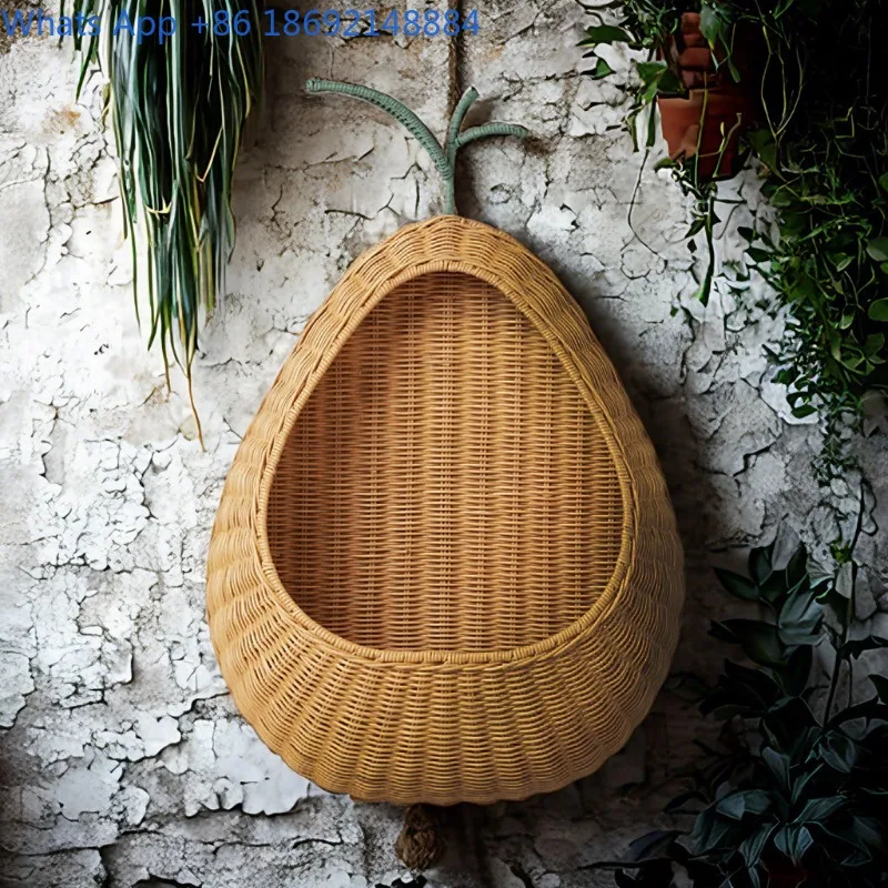 Nordic Style Rattan Wall-Mounted Key Storage Basket Home Decor Miscellaneous Storage Woven Basket