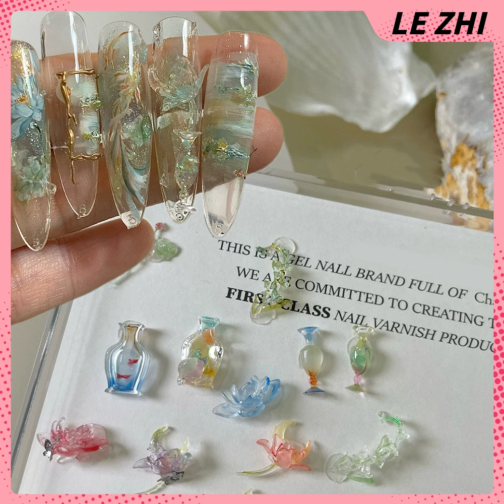 1Pcs Beautiful Flower Series 3D Acrylic Diy Silicone Nail Art Mold Decorations Lotus Vase Jar Nails Art Mold Charm Manicure Tool - view 4