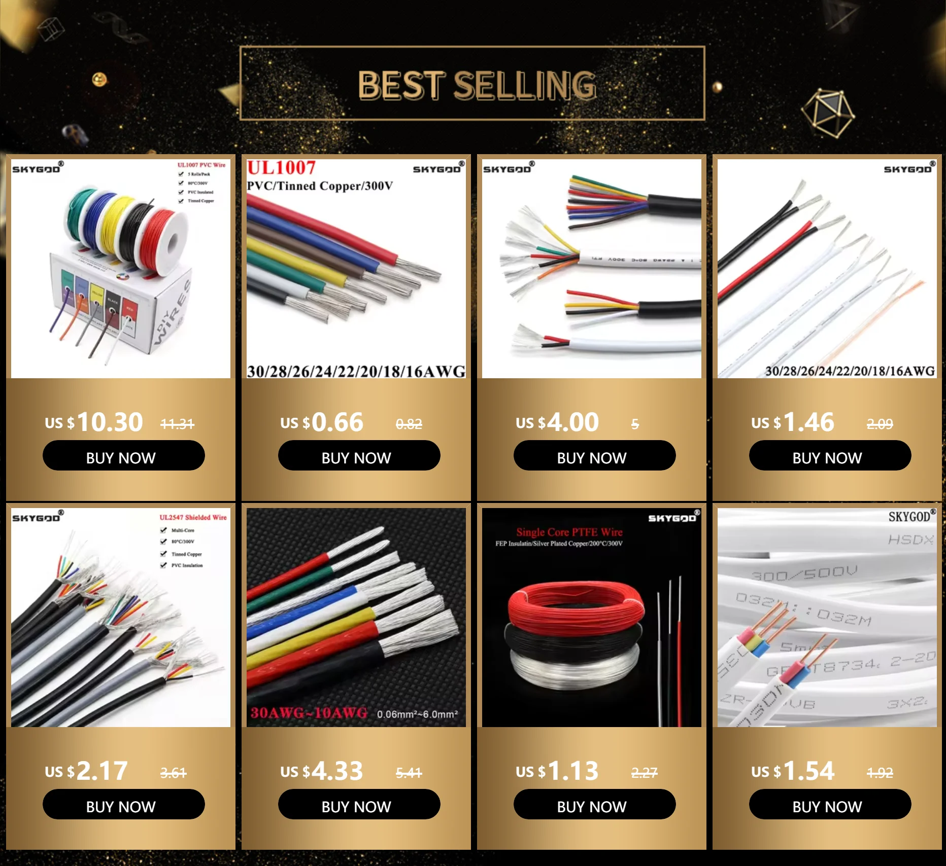 (5 Farben Mix Kit) UL1007 Draht PVC Isolierung verzinntes Kupferkabel verseilte elektrische Leitung 30/28/26/24/22/20/18/16 AWG PCB-Draht – Detail 1