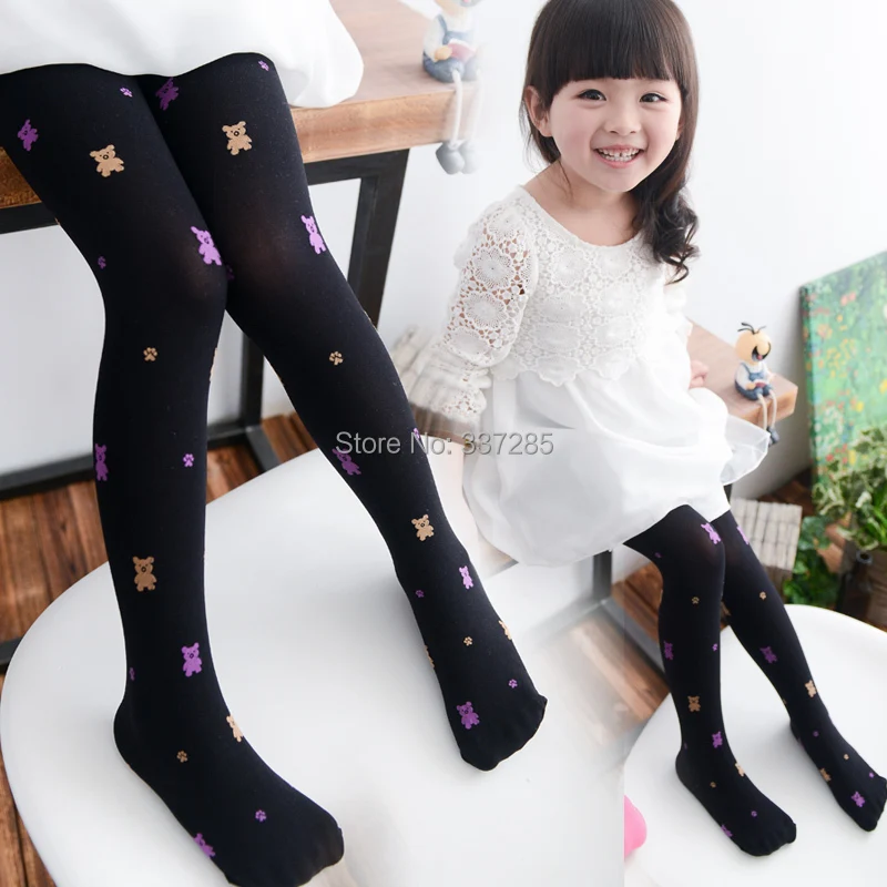 

children Girls Pantyhose dance High Quality Velvet Cute bear Tights for baby kids tights Spring autumn Stocking patterned tights