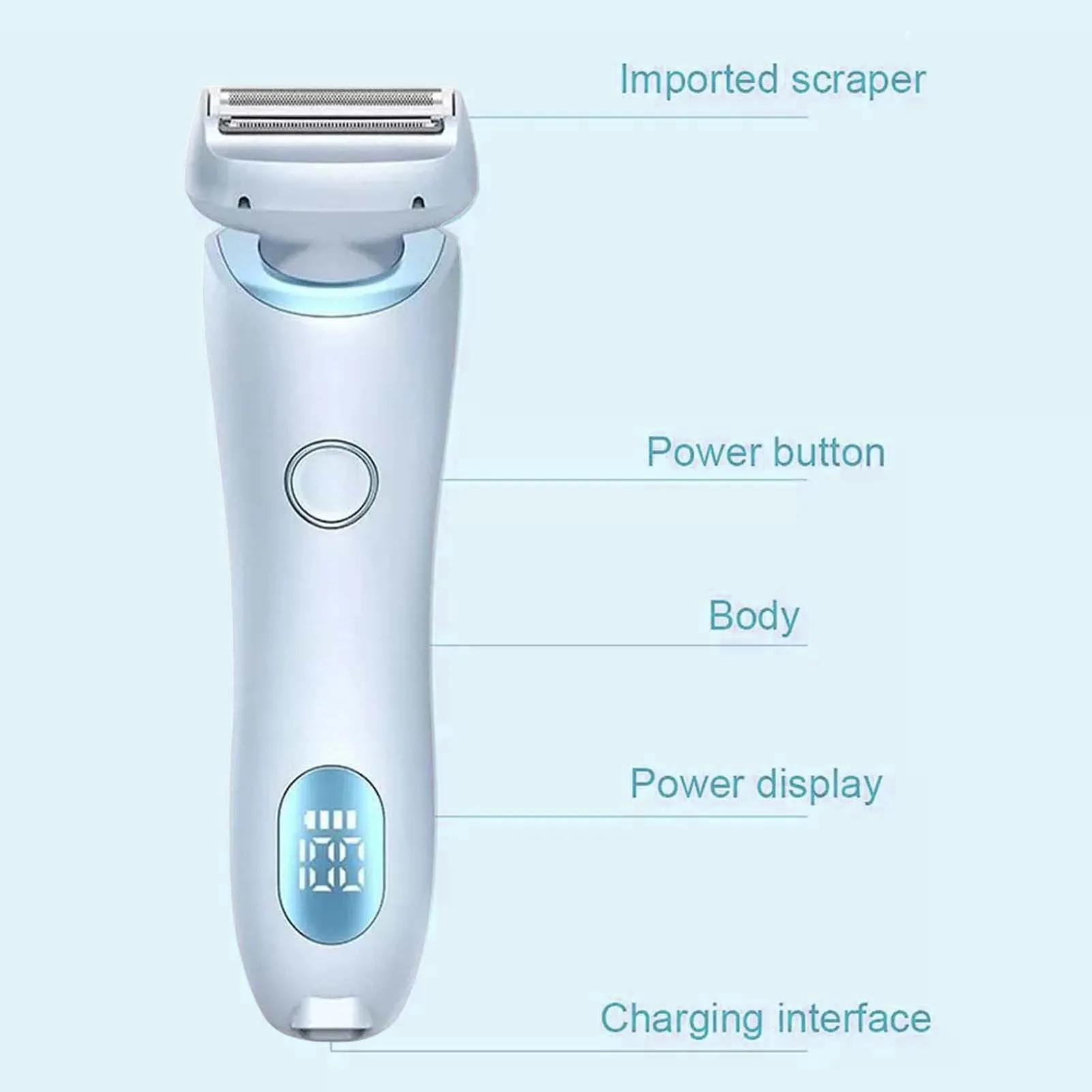 

2 In 1 Portable Electric Shaver Women Handheld Electric Skin Hair for Private Parts Shaving Hair Removal FOU99