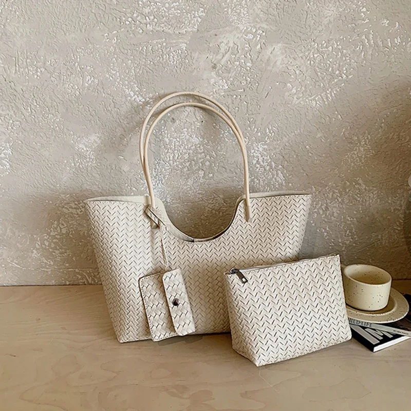 Rattan-Gewebte Tragetasche mit Passender Geldbörse, Vintage-Markt-Einkaufskorb, Pendler-Schultertasche, Sommer-Handtasche mit Großer Kapazität für Damen – Detail 3