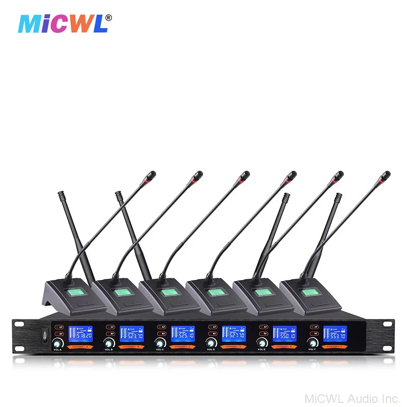 High-End SLX288 6 Channel Desktop 6 Gooseneck Digital Wireless Microphone Conference Meeting Room System Super Cardioid Table