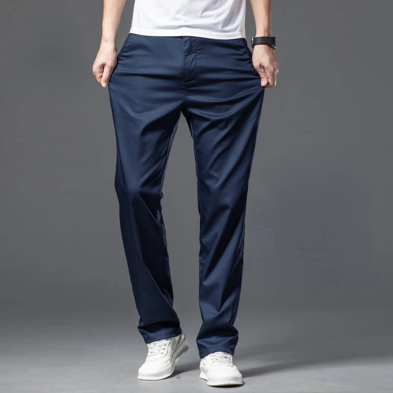 Pantalones de traje informales para hombre joven, pantalones elásticos rectos, transpirables, coreanos, T213, primavera y otoño, novedad de 2022