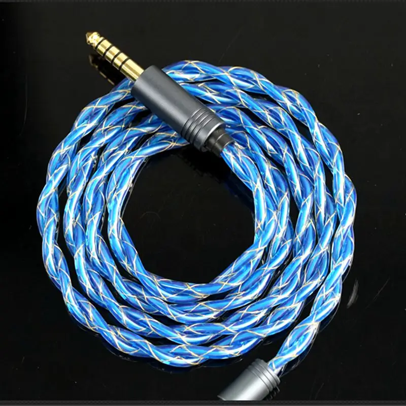 XINHS S32 Kabel Earphone HIFI Lapis Perak Tembaga Kristal Tunggal Malaikat Biru 2-Core