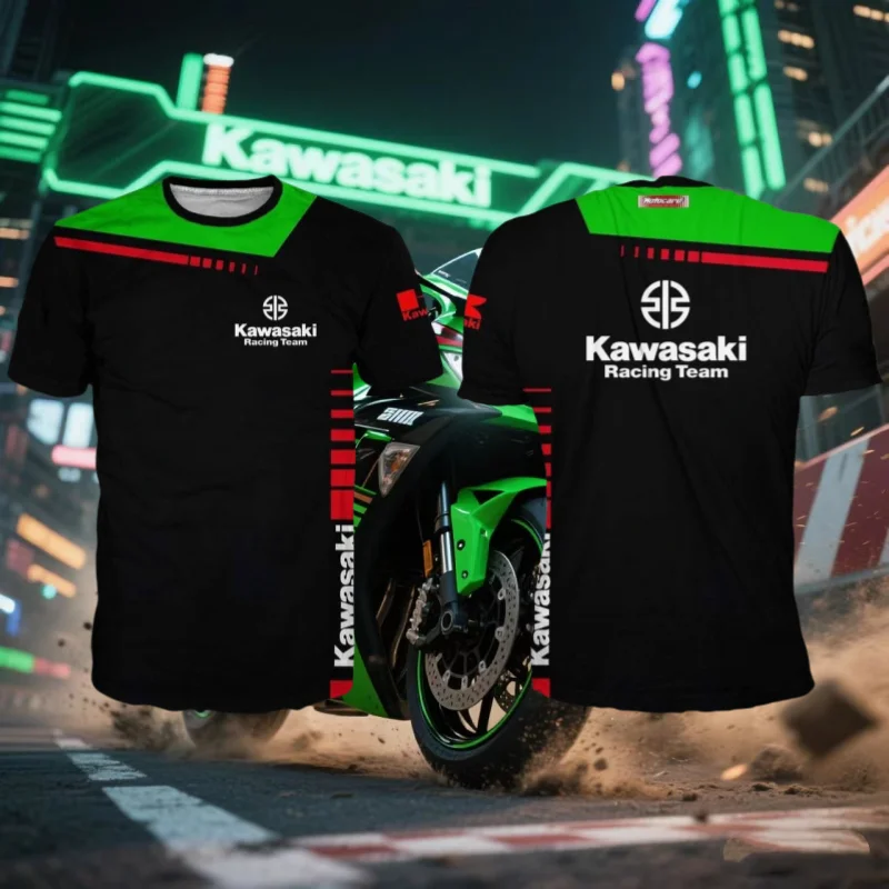 

Kawasaki Summer Outdoor Sports Oversized Quick Drying Breathable Motorcycle T Shirt Motorcycle Sports Comfortable Cool T-shirt