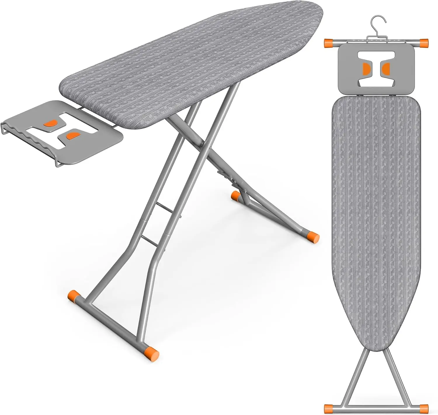 

Складная гладильная доска с выдвижной подставкой, регулируемая по высоте, компактный дизайн, с мягким чехлом, цвет серый.