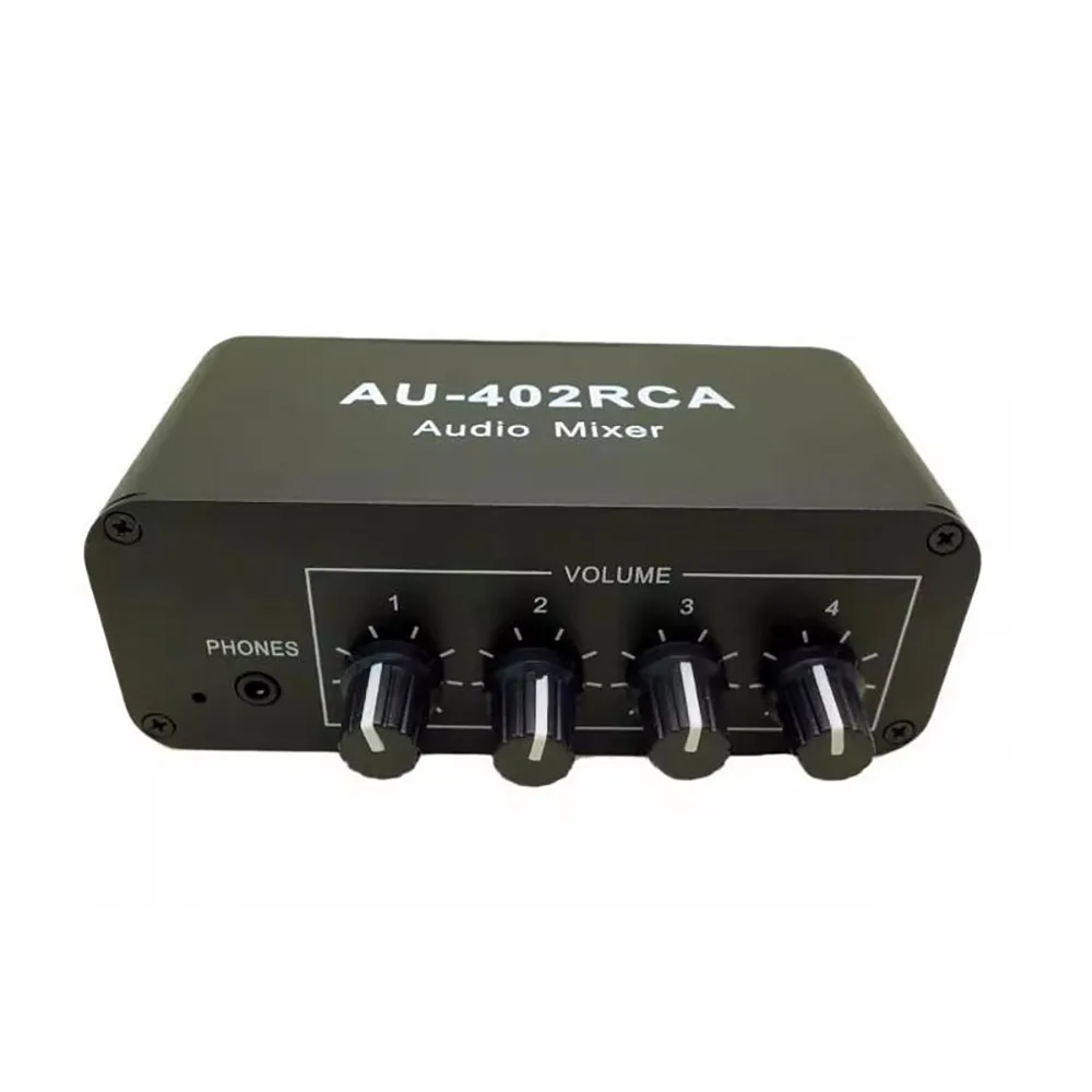 RCA Audio Mixer 4 Input 2 Output Stereo Audio Source Switcher Volume Control Headphone Amplifier Splitter DIY Power Amplifier