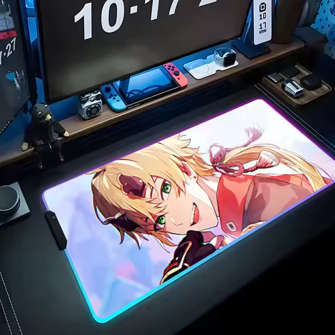 thoma genshin Mouse Pad RGB Gaming Mousepad Big LED Pad PC Desk Mat Luminous Mouse Pad Large Keyboard Mats Table Rug With
