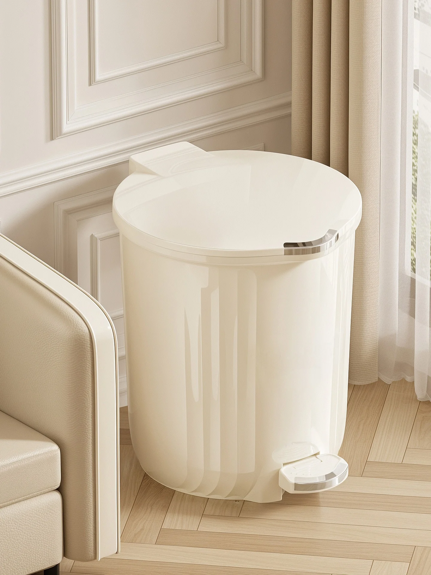 

Large Capaci Foot Pedal Kitchen Tra Can Cr Sle Home Living Room Batoom Toilet Lid Cover Household Garbage Can