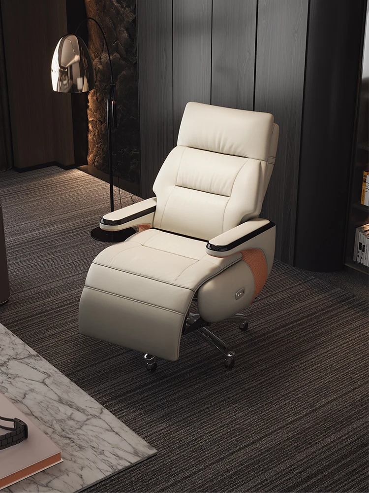 Leather computer chair, home comfortable office chair, cowhide boss chair