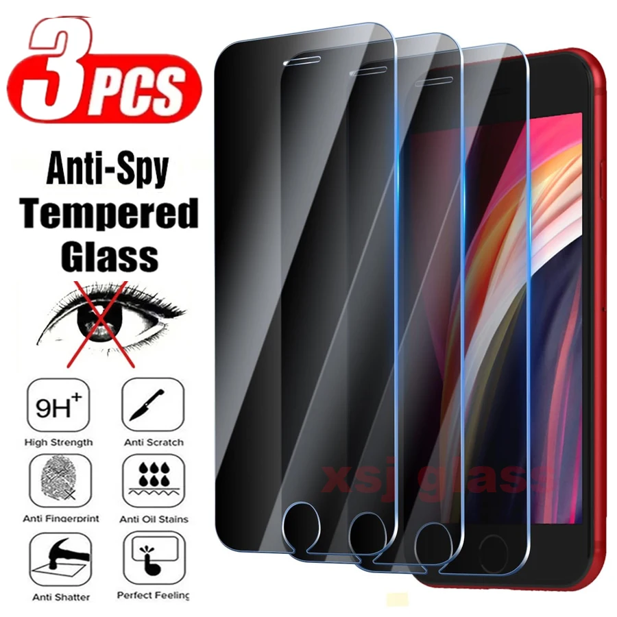 

3Pcs Anti Spy Screen Protector For iPhone 7 8 SE 2020 SE 2020 Privacy Tempered Glass