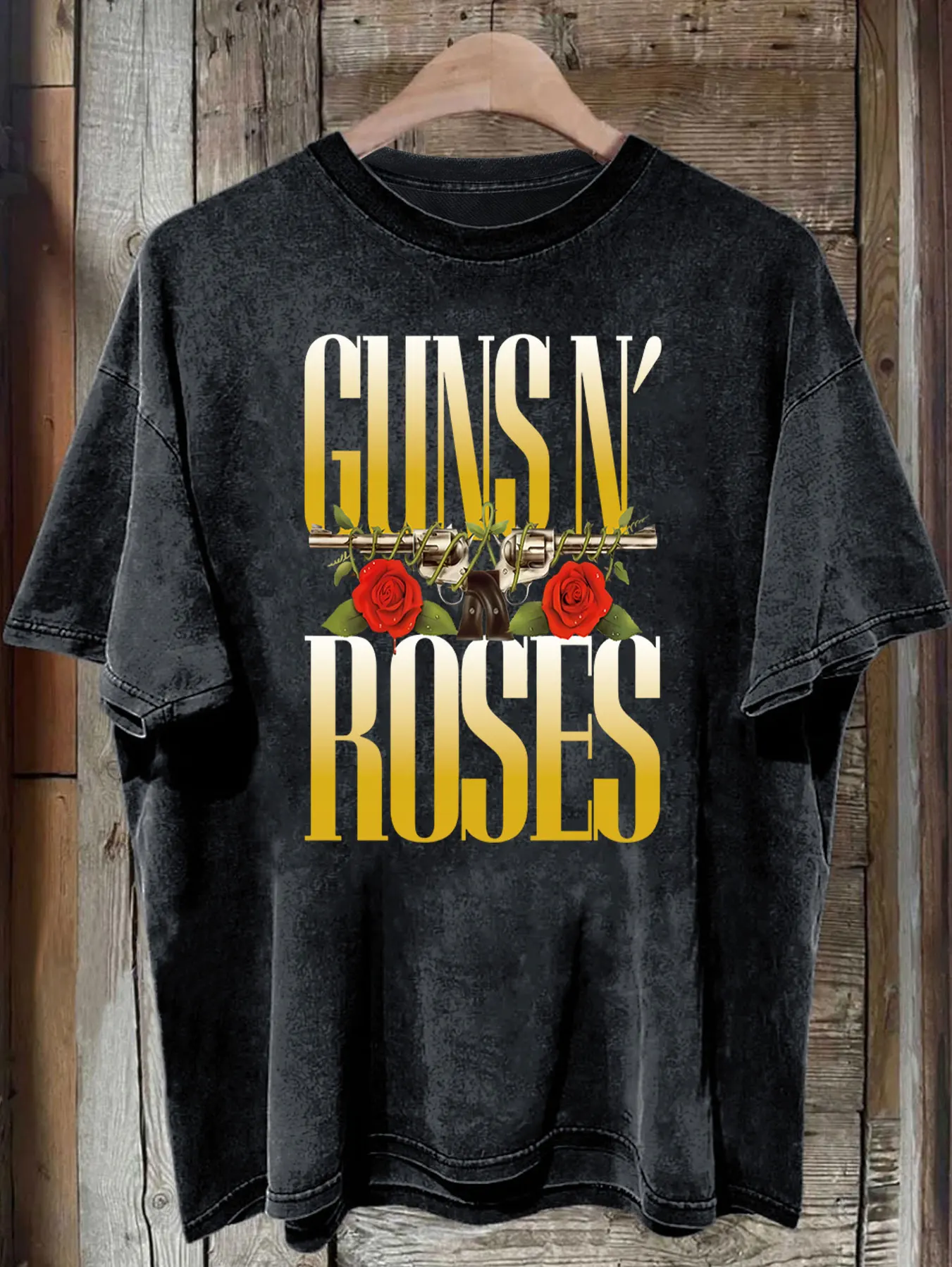 GUNS ROSES Pattern Washed Vintage T Shirts  Band Graphic Tee Unisex Fashion Y2k Top  Shirts for Women