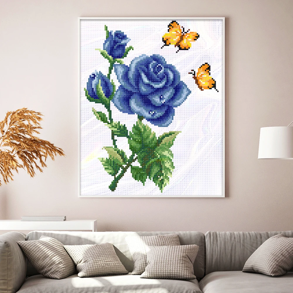

Partial Embroidery Beads Printed 9CT Flower Cross Stitch Kit Home Art 30x35cm