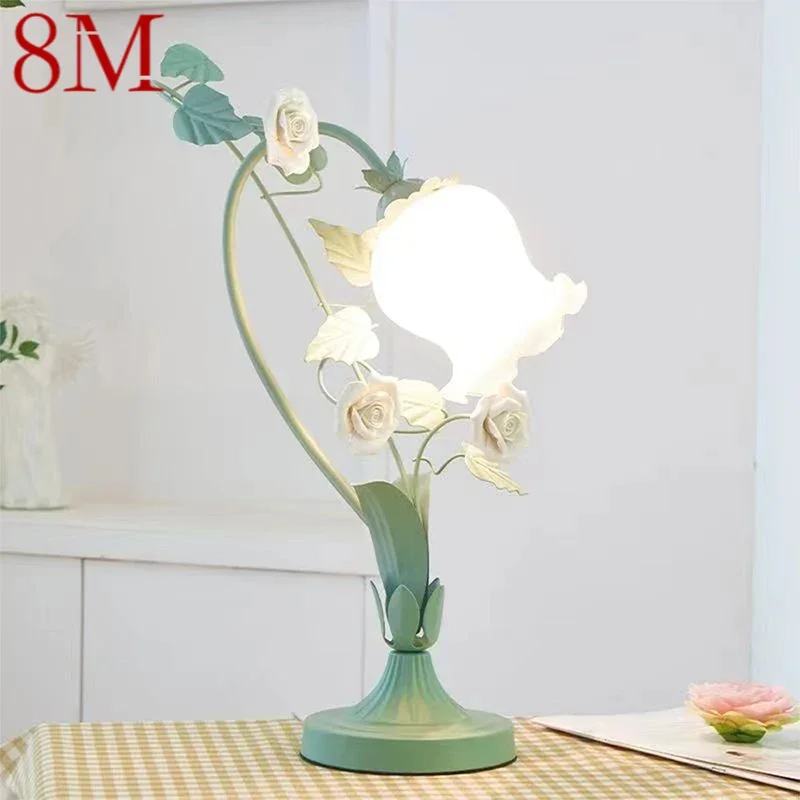 

8M French Table Lamp American Living Room Bedroom Villa European Romantic Pastoral Creative Bedhead Desk Light