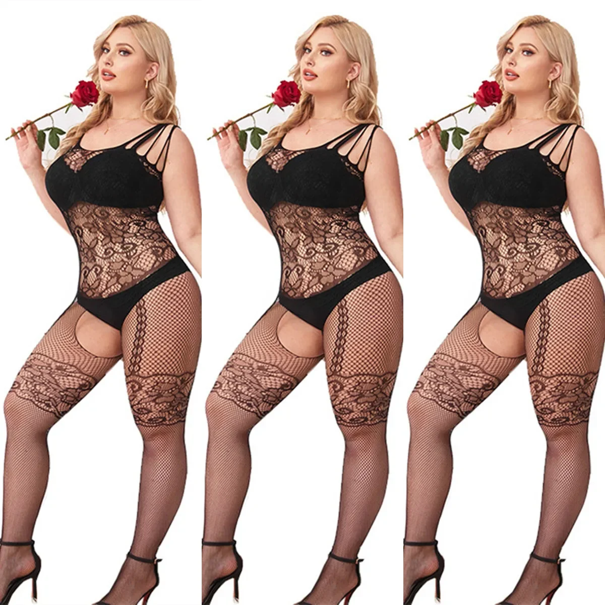 Plus size estilo apanese bodysuit feminino lingerie sexy padrão erótico impressão estilingue siamês tangas roupa interior bodystocking