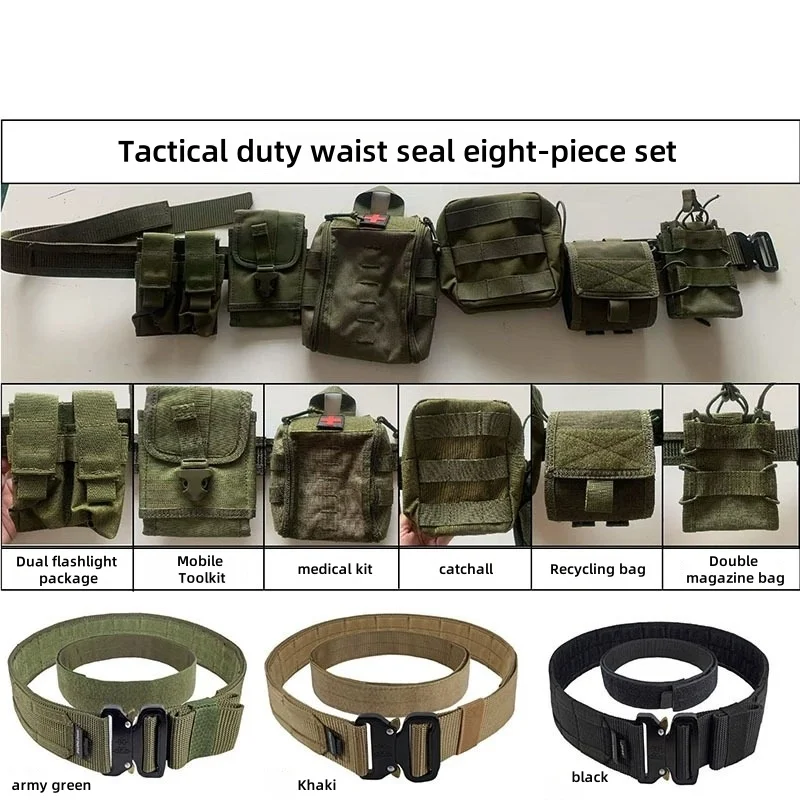 

Multifunctional 8-Piece Tactical Belt Set Braided Nylon Duty Waist Seal Quick Release Equipment for Outdoor Gear