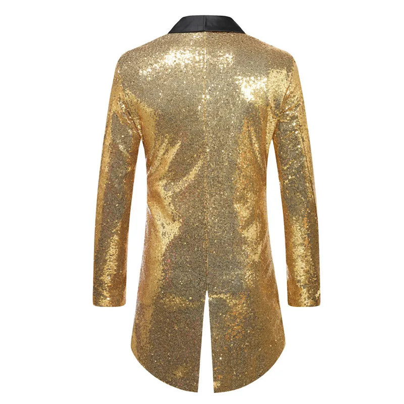 Gold Sequin Suit Jacket Men\'s, Performance/Party Dress Coats, Red Silver Male Blazers, Purple White Black Collar Tuxedo