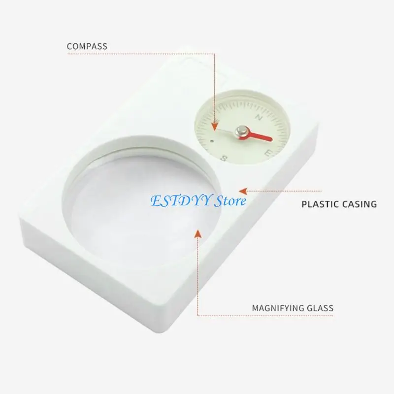 G6DE Lupa 2 w 1 Kompas Poręczne narzędzie do zajęć na świeżym powietrzu Szkło powiększające