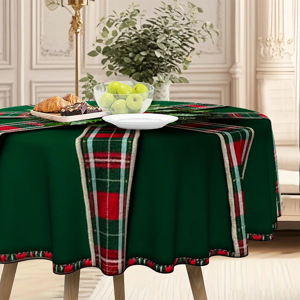 1 Christmas-themed round table towel, holiday chess - perfect for family meetings, kitchens, dining rooms