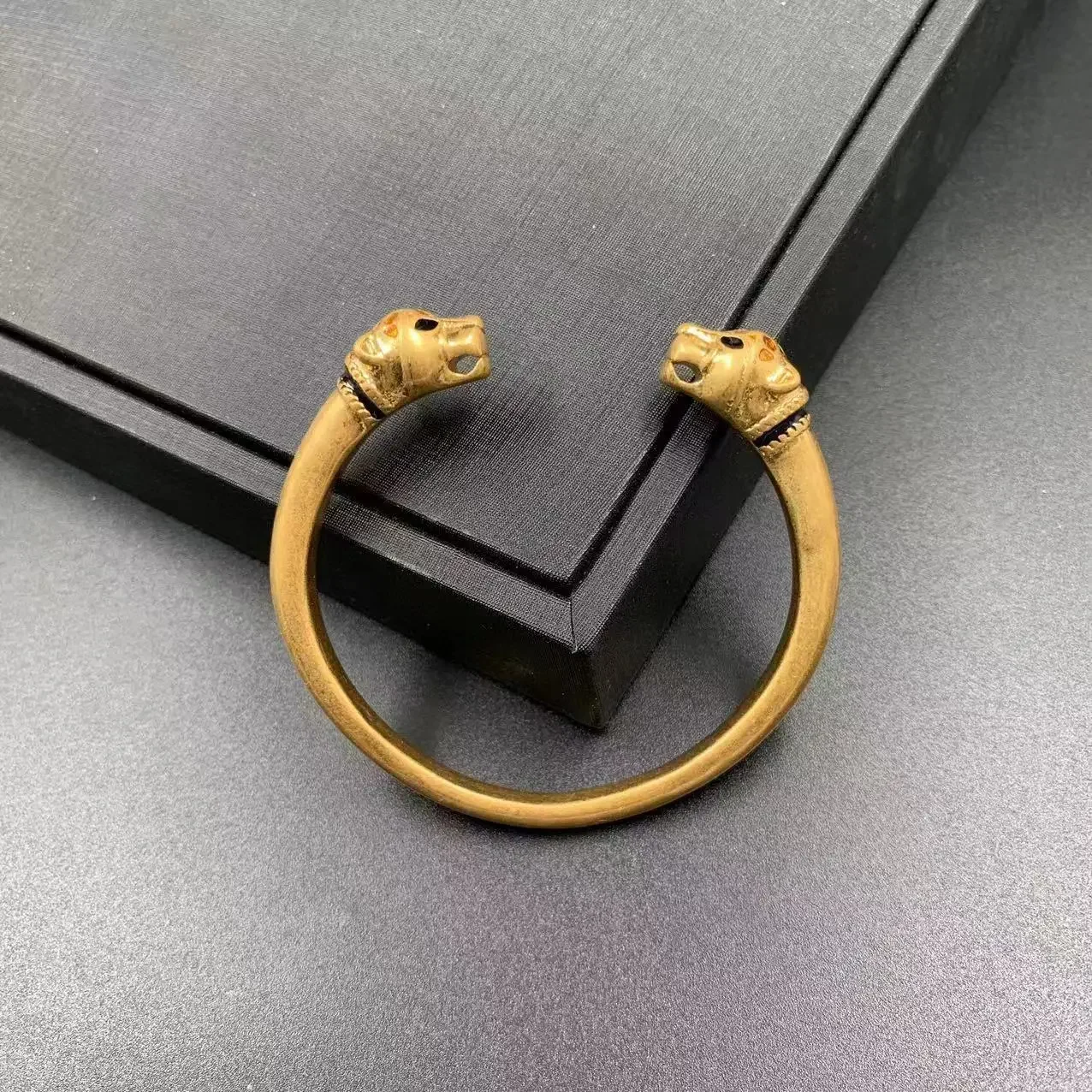 Vintage Cooper Golden Leopard Open Bangles for Women, Arm Cuff, Bracelets Jewelry