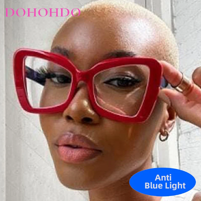 

Trending Oversized Butterfly Frame Anti-Blue Light Glasses For Women Men Luxury Design Computer Games Optical Eyeglasses Female