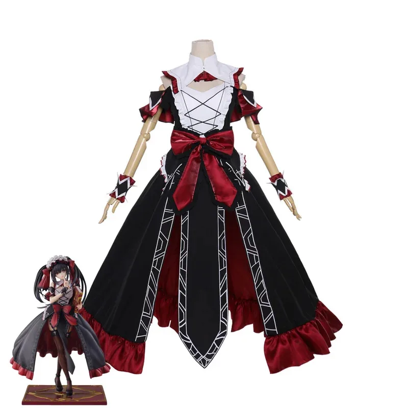 

Аниме DATE A LIVE Tokisaki Kurumi Nightmare Косплей Костюм Черное платье принцессы Парик Лолиты Женский сексуальный кавайный рождественский костюм