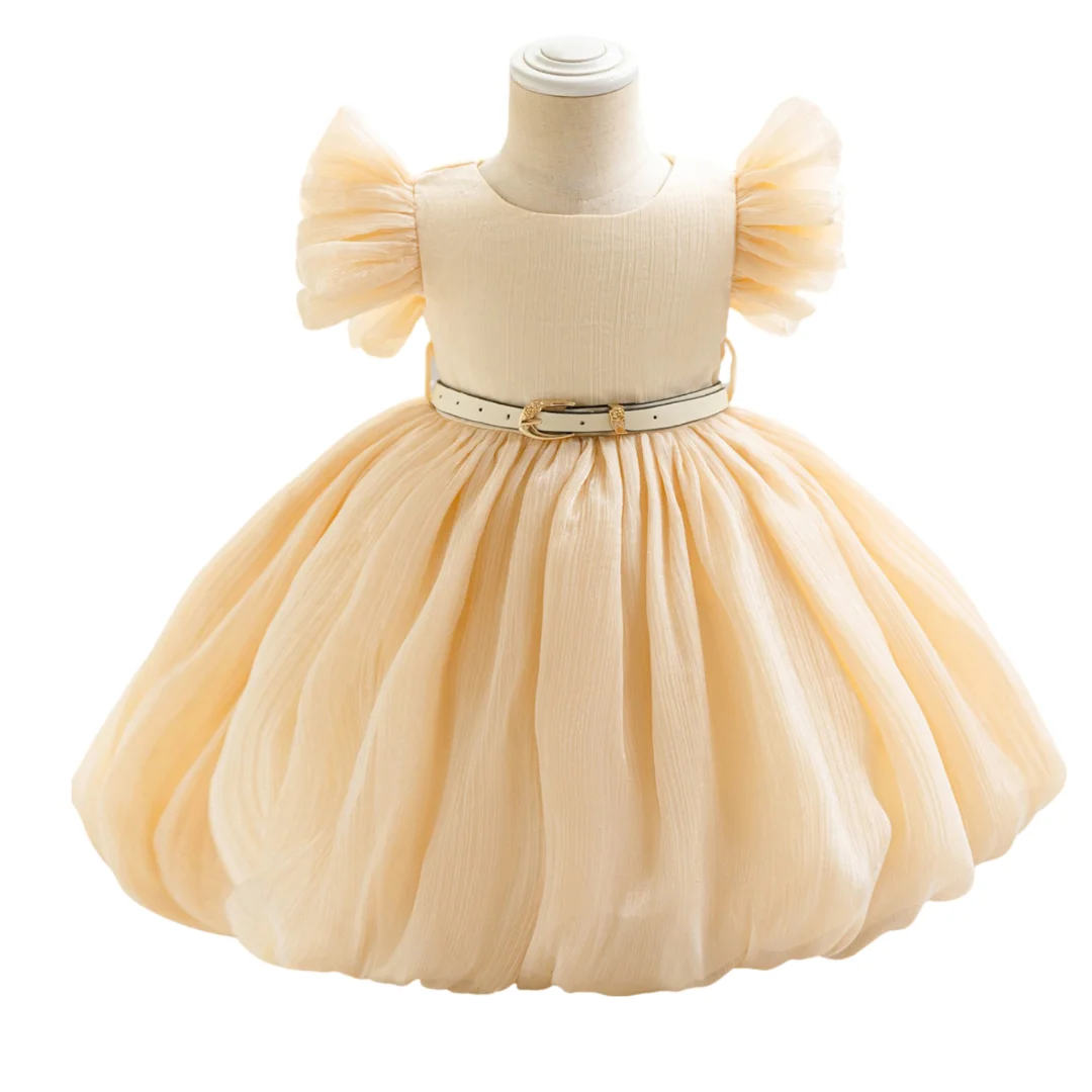 

0-5 Years Old Champagne Baby Girl's Dress Little Girl's White Ball Toddler Vestidos 1 2 3 4 5 Years Infant Clothes 247015