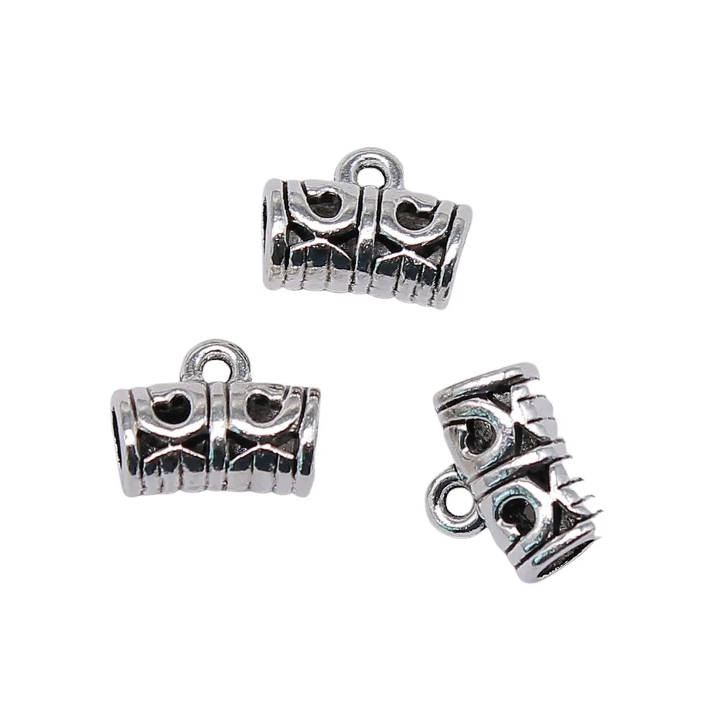 WYSIWYG 10pcs 11x9mm Antique Silver Color Bails Beads For DIY Jewelry Making