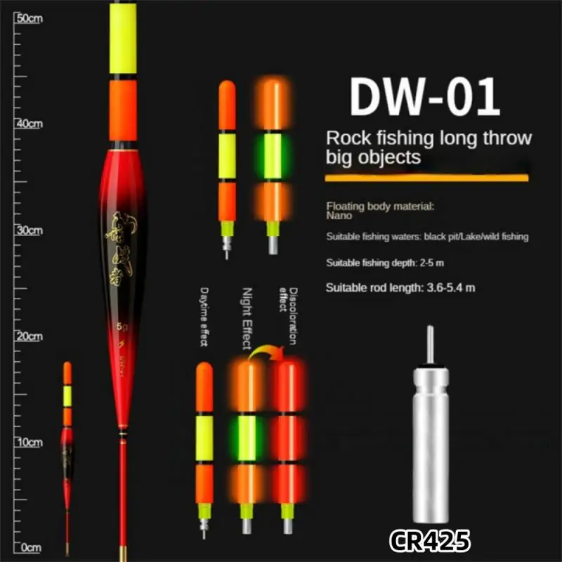 2 unids/lote pesca de verano LED noche luminosa flotador electrónico flotabilidad grande 3g-13g con 1 batería CR425