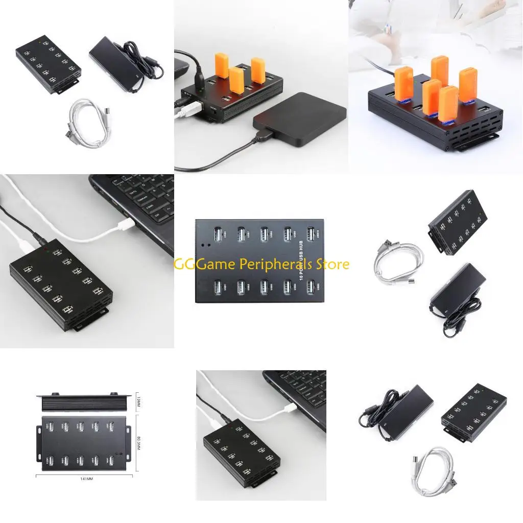 

U55B 10 Port USB 2.0 Adapter Hub With Independent Power Source with Led Display Light For Optimaled Device Charging Supply