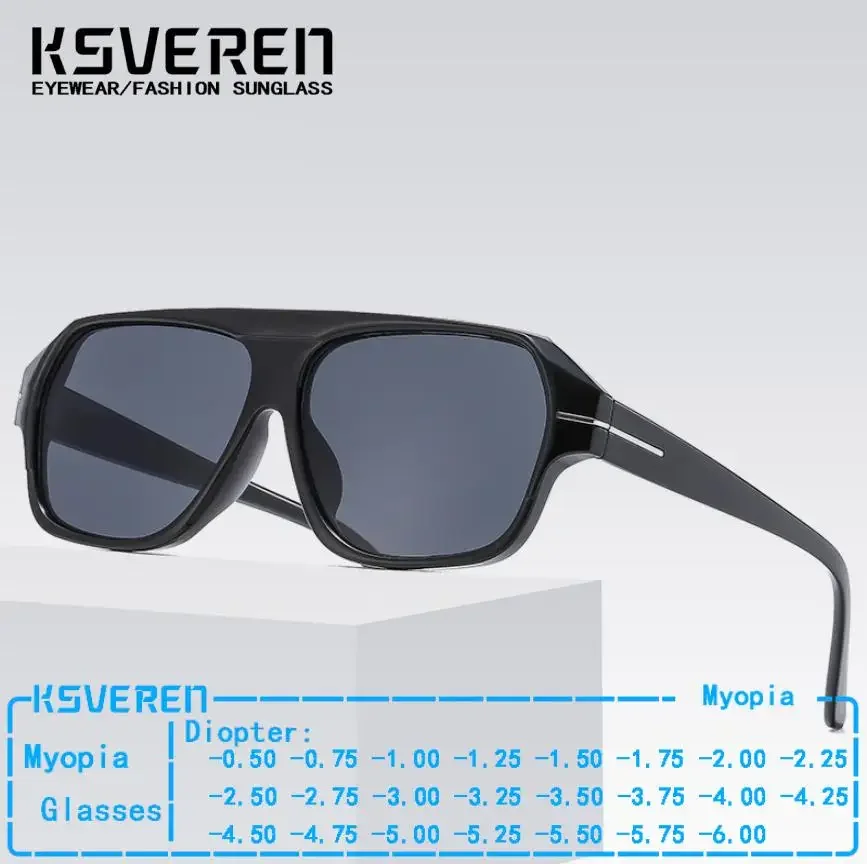 

Fashion Square Prescription Black Myopia Sunglasses Men Negative Diopter Nearsighted Shade Sun Glasses UV Protection -1.0 -1.5