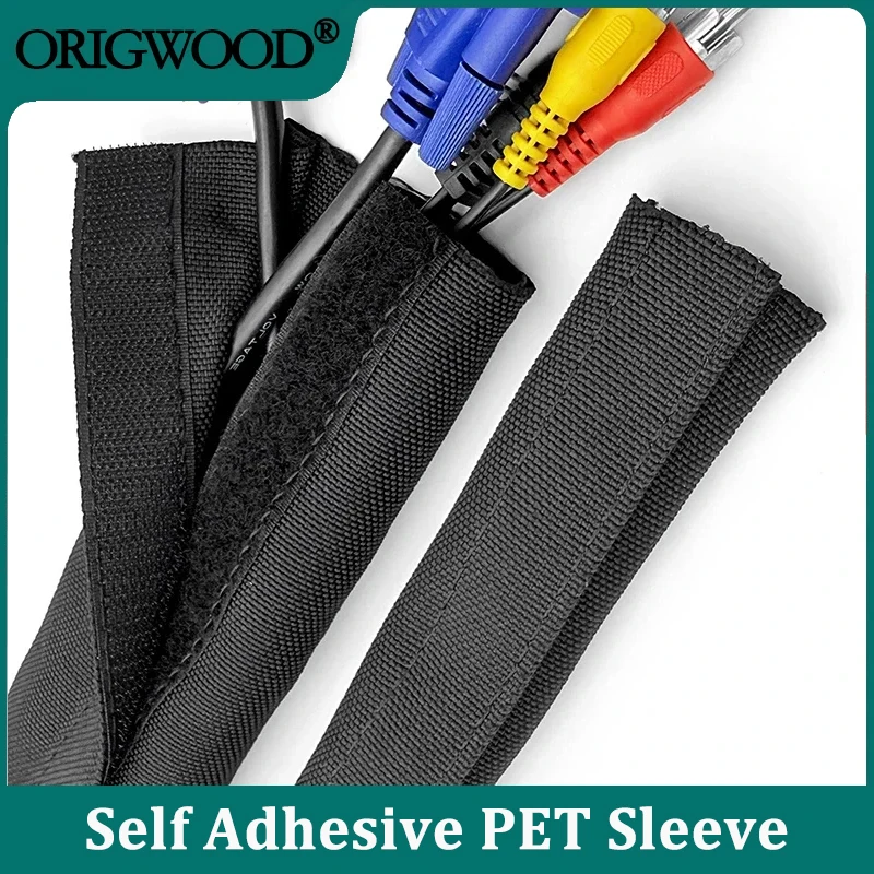 

1-10m PET Self-adhesive Sleeve 16 20 25 30 40 50 60 70 80 90 100mm Nylon Braid Heat-resistant Sheath Harness Cable Wire Protect