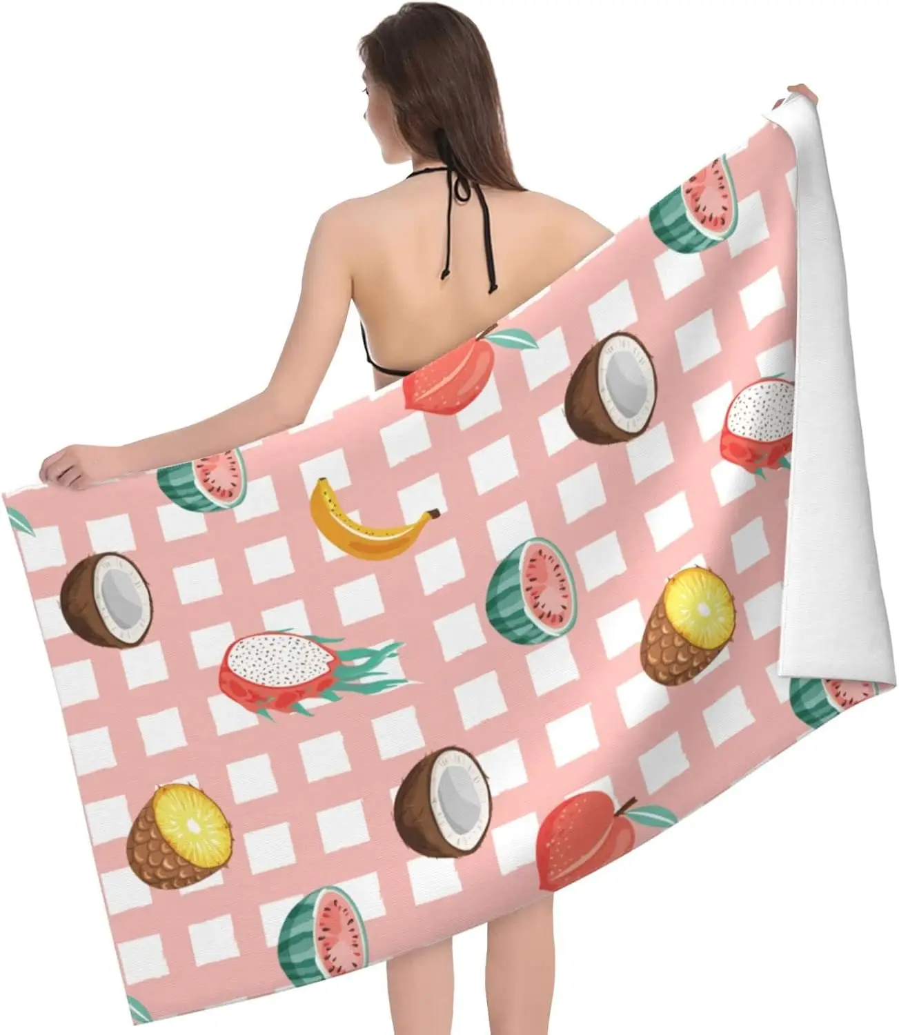 1pc Fruit Coconut Bath Towels,Fruit Beach Towel Quick Dry Bath Towels Soft Bath Towel for Swimming Camping Hotel Sports Bathroom