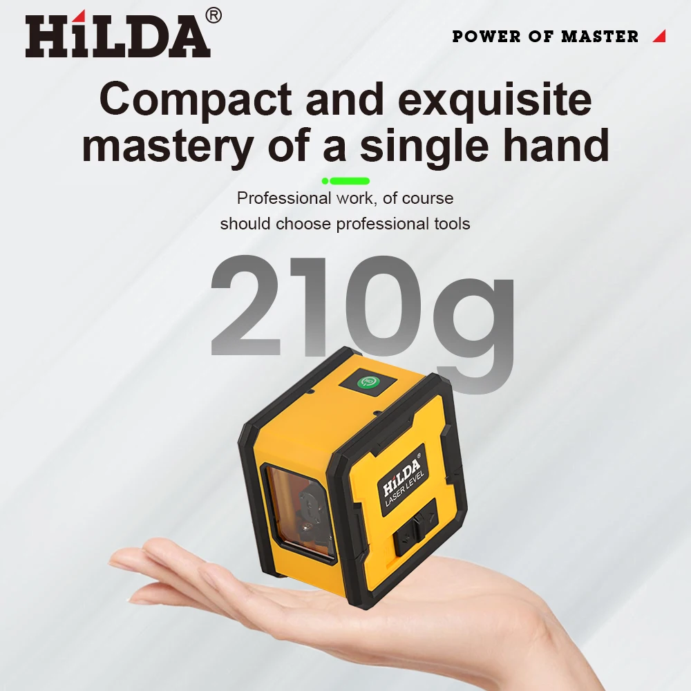 HILDA Laser Level 2-Linien mit Magnet auf der Rückseite, selbstnivellierend, automatische Nivellierung, leistungsstarker grüner Kreuzlaser, tragbarer Laser-Nivelliergerät – Detail 6