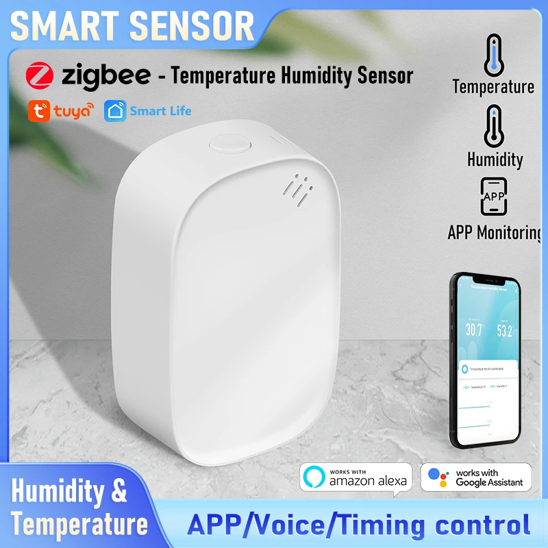 

Tuya Smart ZigBee Temperature Humidity Sensor, App Remote Monitoring, Real-Time Accurate Detection Works with Alexa/Google Home