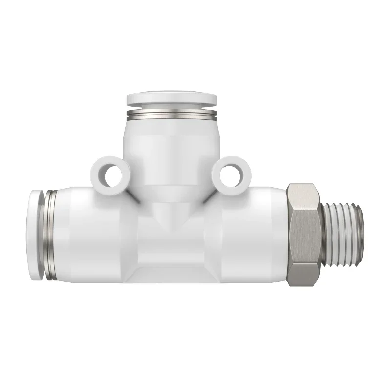 Pneumatic quick connector external thread side tee PD/4/6/8 mm/10/12/14/01-02-03 -04