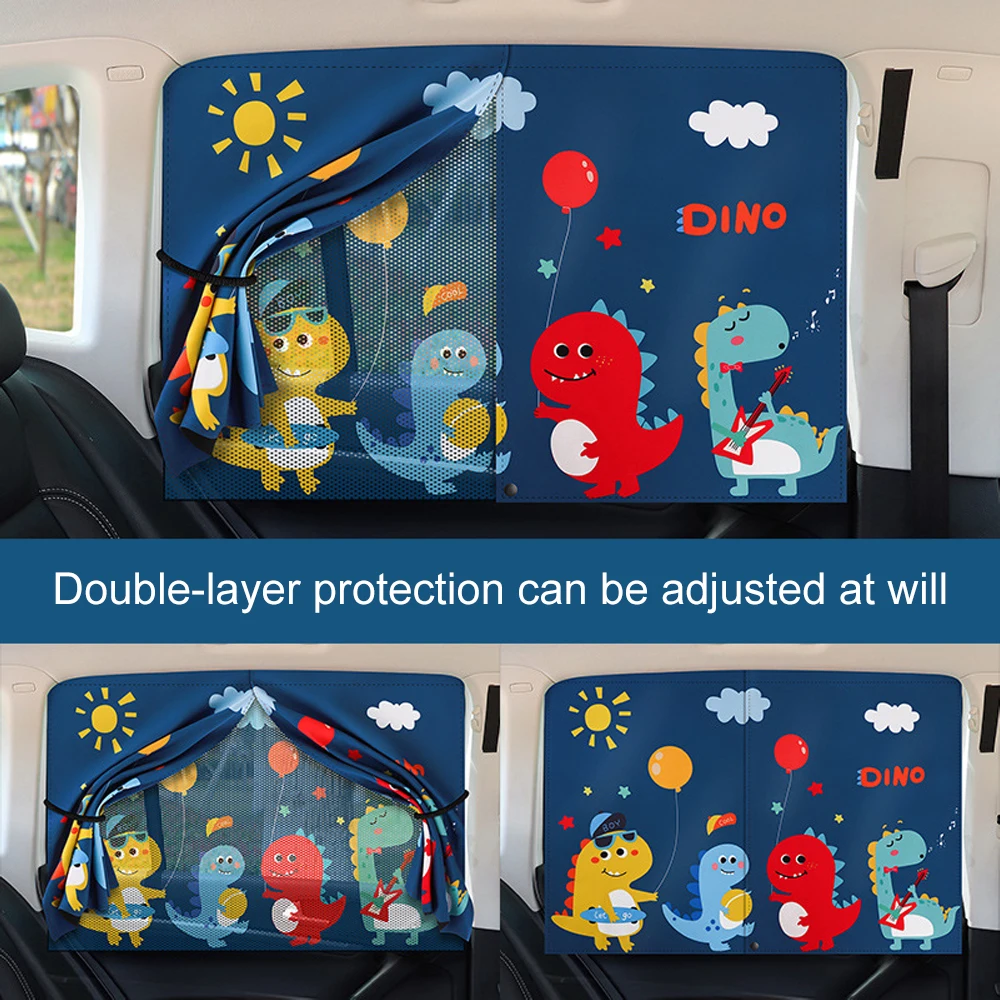 Neue 2-lagige teleskopische magnetische Autofenster-Sonnenabdeckung, Moskitonetz, Sonnenschutz, UV-Schutz, Block-Netzvorhang für Kinder und Babys – Detail 2