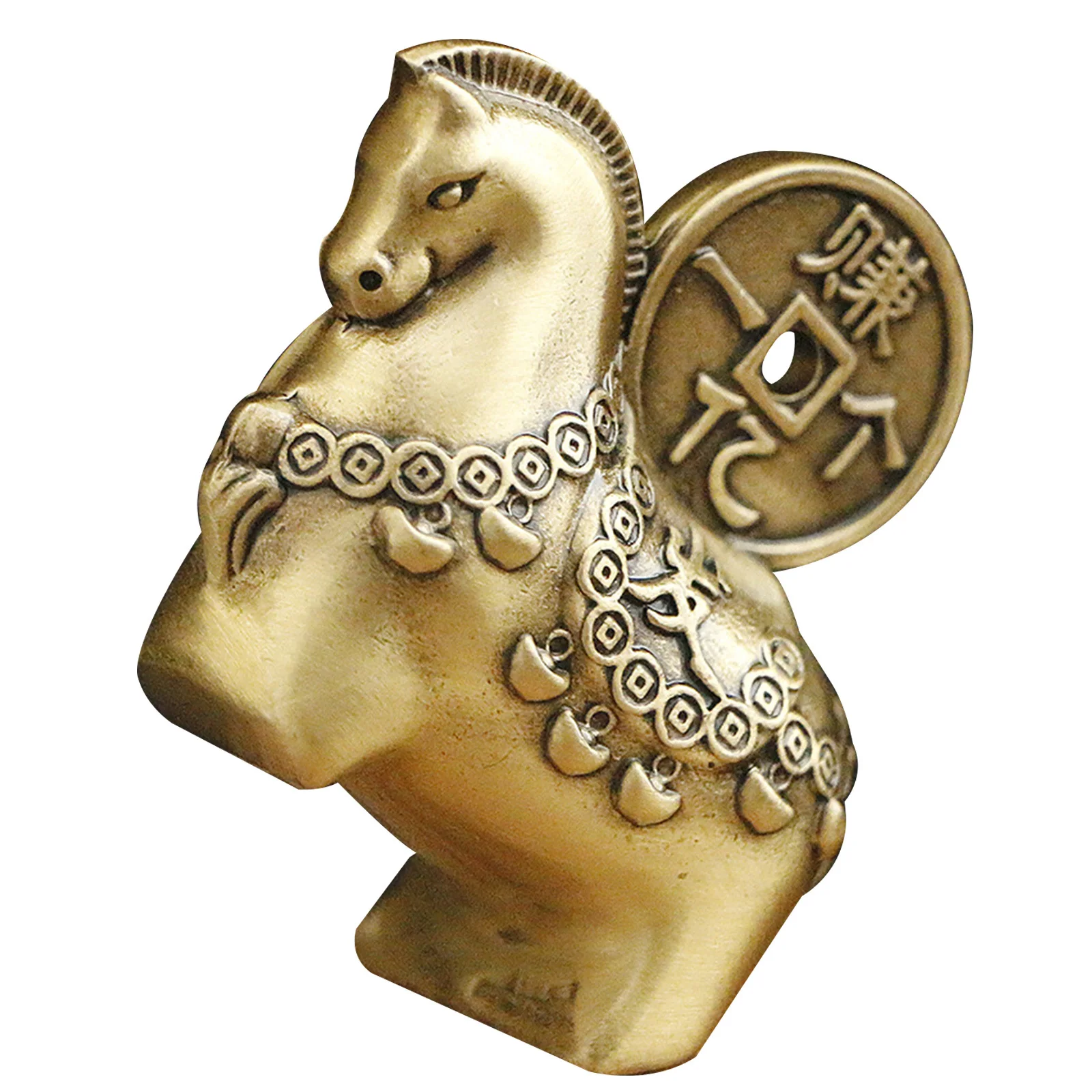 

Brass Golden Chinese Zodiac Horse Statue Solid Feng Shui Lucky Horse Ornament Prosperity Symbol 2026 New Year Decor