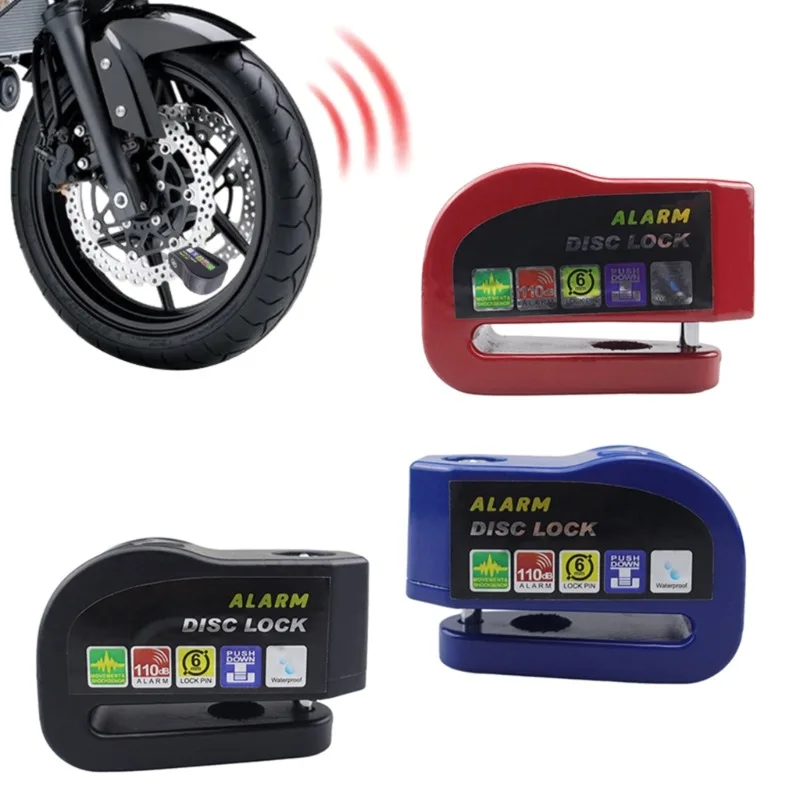 

Motorcycle Bicycle Lock Alarm Safety Protection Padlock Disc Aluminum Alloy Anti-Theft Reminder Rope Lock Bag Motorcycle Accesso